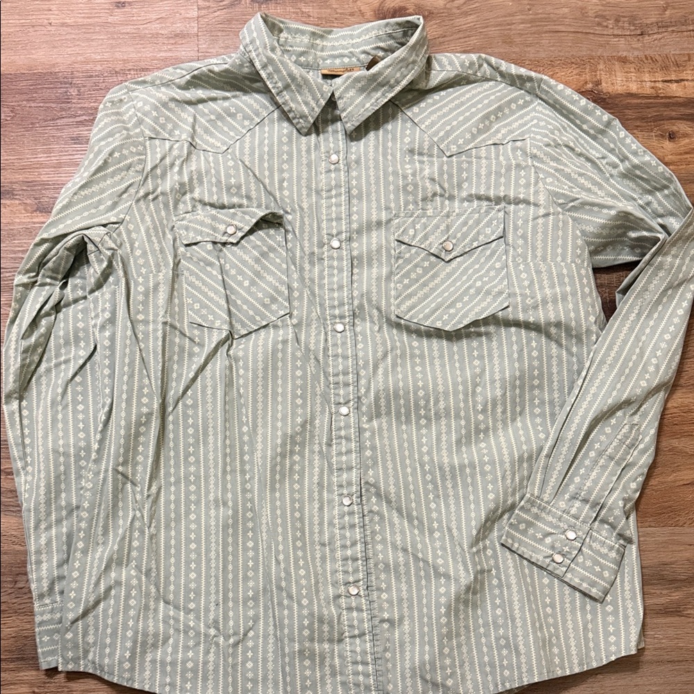 Wrangler Green Striped Shirt